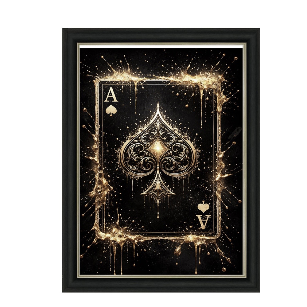 Vintage Ace of Spades Wall Art in Gold