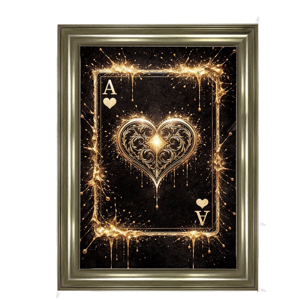 Vintage Ace of Hearts Wall Art in Gold