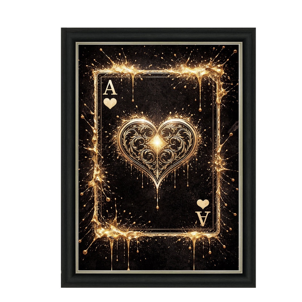 Vintage Ace of Hearts Wall Art in Gold