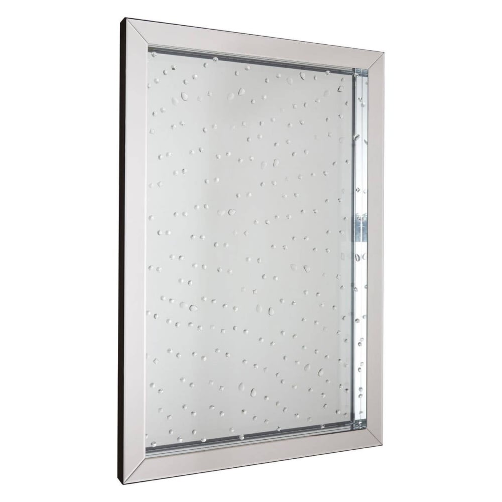 Floating Crystals Wall Art Silver Mirrored Frame 120cm x 80cm