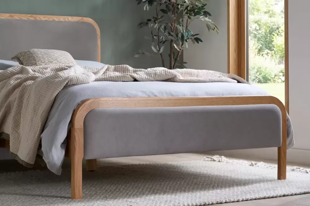 Amaya Bed with oak wood trim surround 4ft6 or 5ft