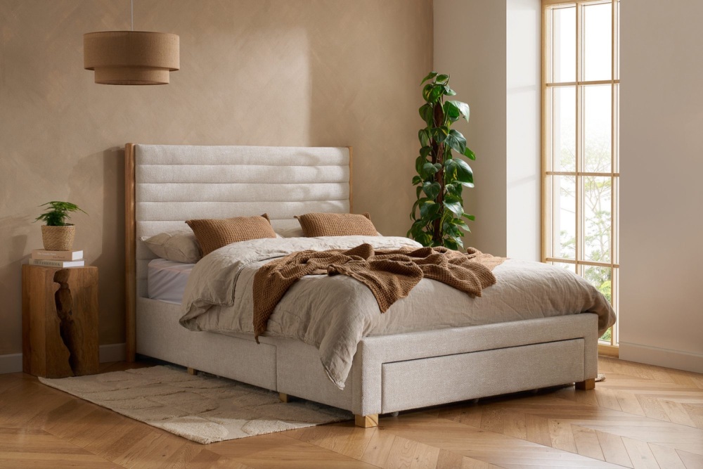 Arabella Bed with oak wood trim surround 4ft6 or 5ft