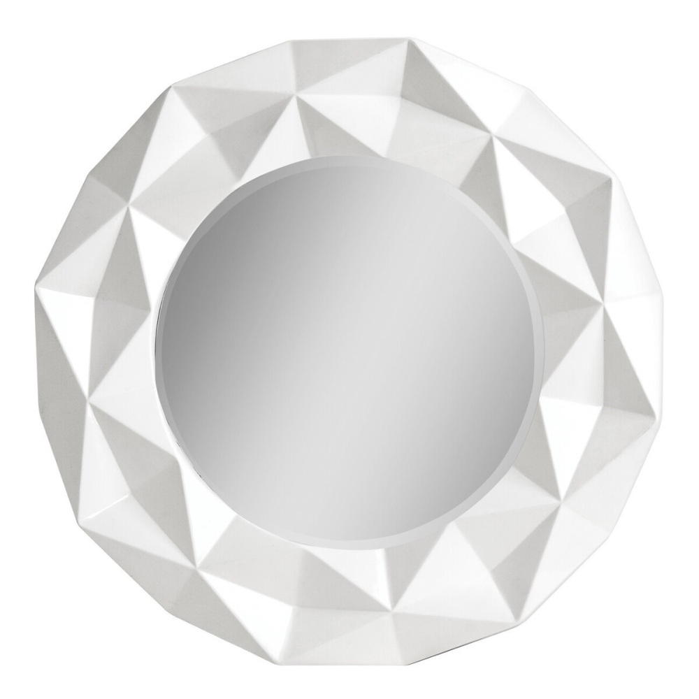 Round Multi Faceted Mirror in Gloss White 78cm dia