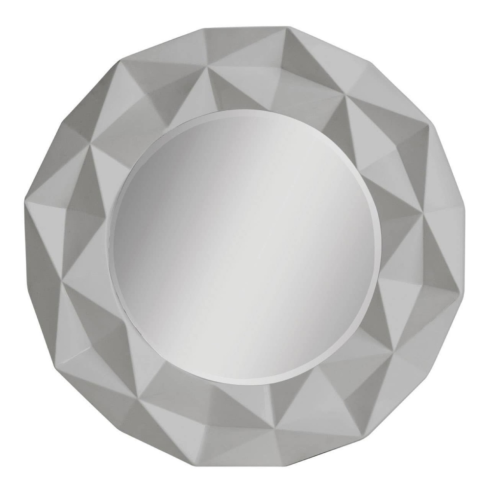 Round Multi Faceted Mirror in light Grey 78cm dia