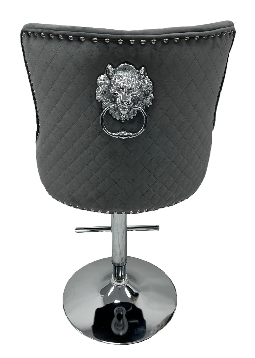 Lewis Lion Knocker Back Stool Quilted Stitch seat and Buttoned Back Design 