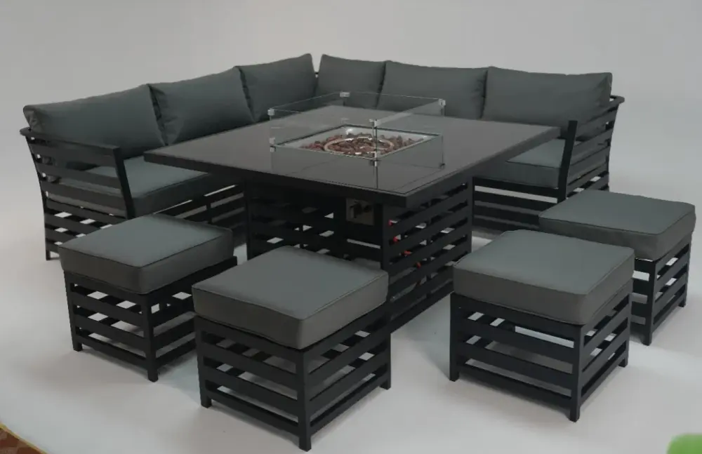 Ada Aluminium Corner Sofa with Fire Pit