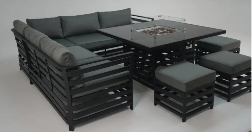 Ada Aluminium Corner Sofa with Fire Pit