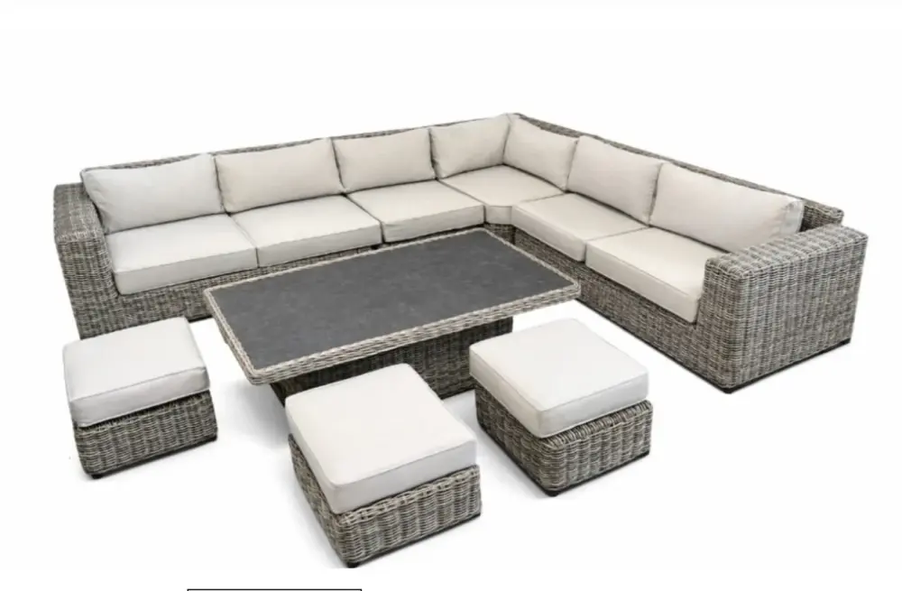 Bali Luxury Modular Bamboo Weave Sofa with Rise and Fall Table