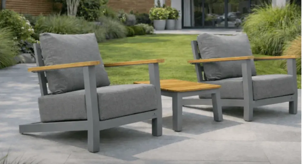 Berlin Luxury Relax Chairs Grey with table