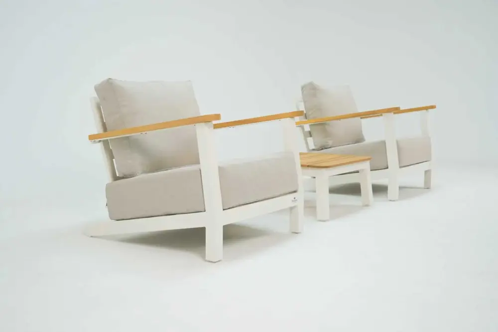 Berlin Luxury Relax Chairs Beige with table