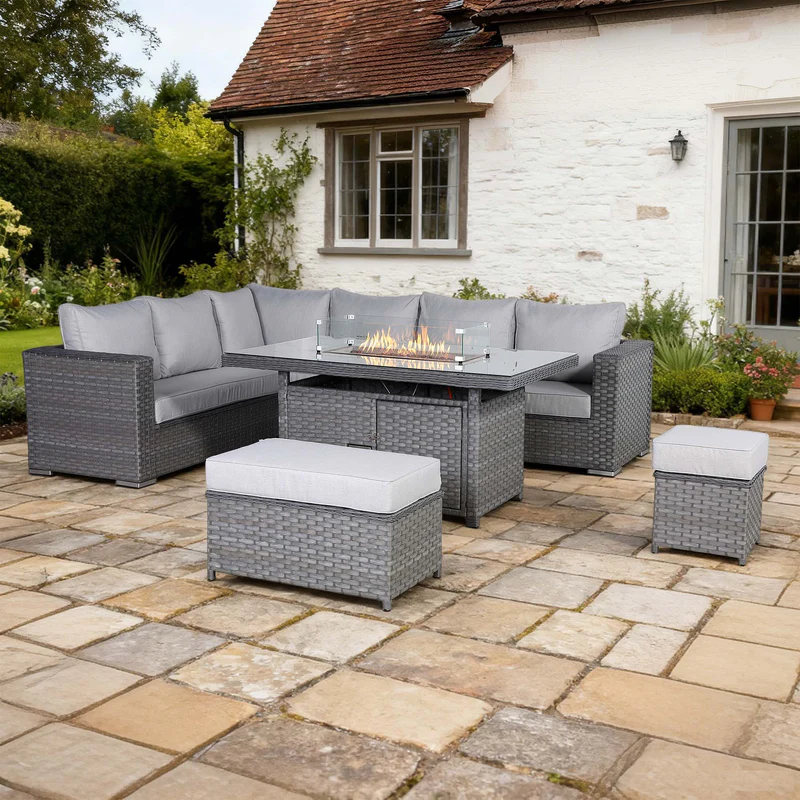 Corner Dining Set With Fire Pit Table