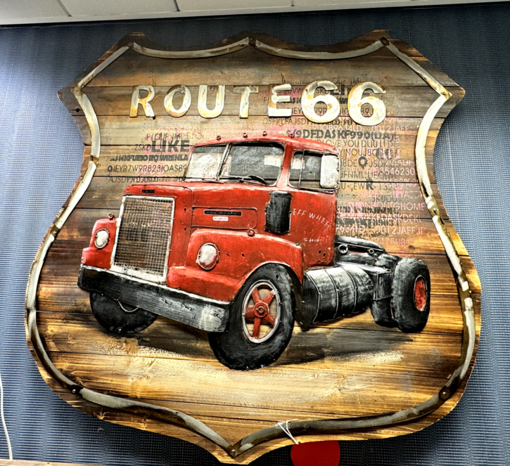 ROUTE 66 TRUCK SHIELD PLAQUE VINTAGE SHABBY CHIC GARAGE
