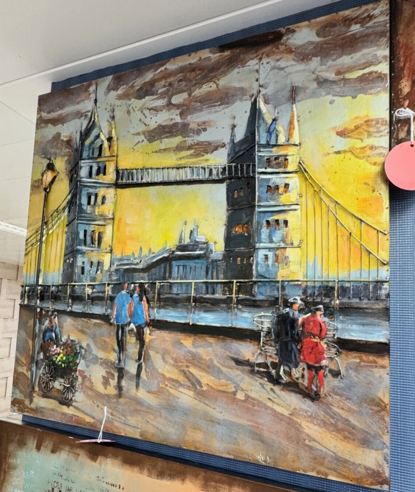 METAL WALL ART  London Bridge VINTAGE SHABBY CHIC 100cm x 100cm