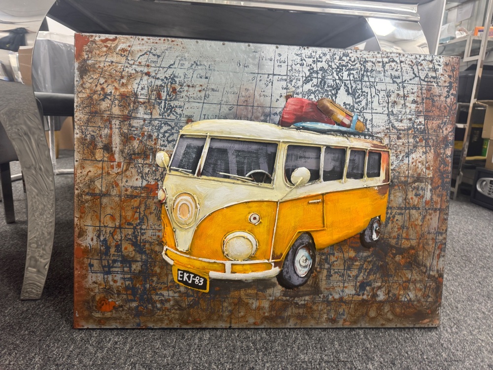 METAL WALL SIGN / ART VW CAMPER VINTAGE SHABBY CHIC 80cm x 60cm