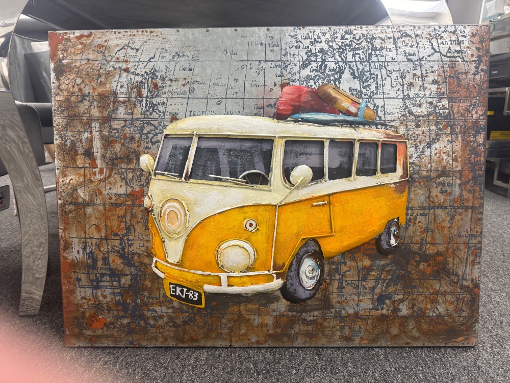METAL WALL SIGN / ART VW CAMPER VINTAGE SHABBY CHIC 80cm x 60cm