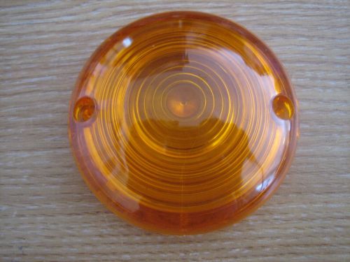 Amber Flat Style Lens Fits FX, FXR, Dyna Glide and Softail Models 73-85 (Ex