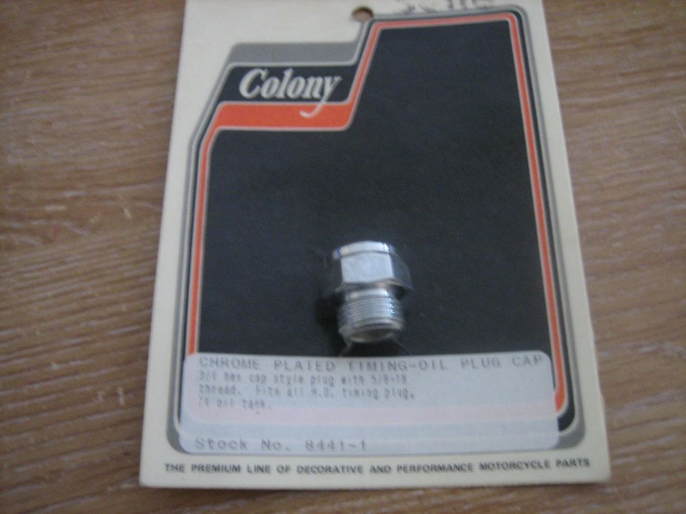 Colony Chrome Timing Hole Plug and Oil Tank Plugs with 5/8" 18 Thread