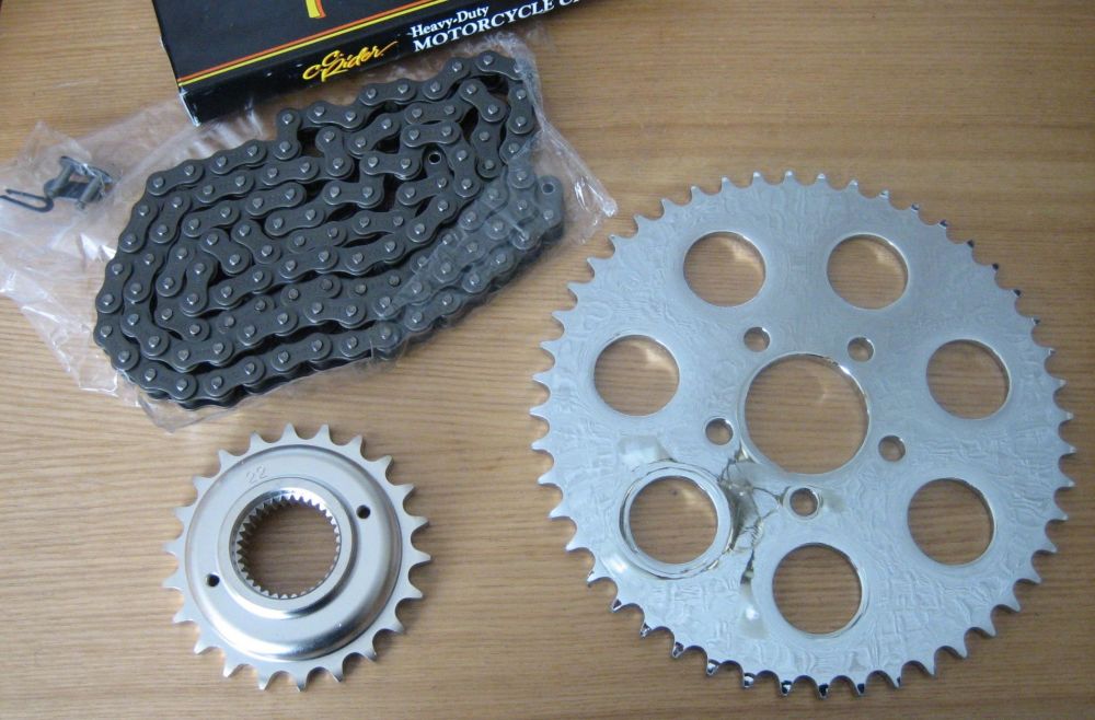 Big Twin Harley chain drive conversion sprockets & chain 2000 to 2005