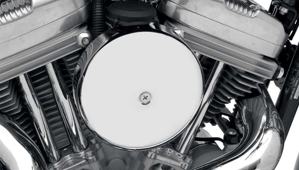 Round 7" Chrome Air Cleaner Plain Fits CV Carb 90to at least 09 Delphi injection Harley Davidson