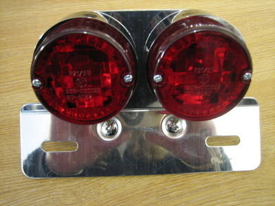 Twin Round Tail Light W/Bkt Harley Bobber Custom Cafe Racer Cycle Haven