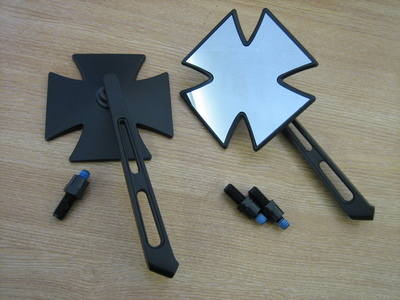 Maltese IRON CROSS Mirror Black 1pr Fits Japanese Motor Cycles 248