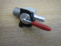 1/4" NPT Petrol / Gas Tap outlet Straight Down Red Lever Fits Harley Custom Bobber for 1/4" I.D. fuel pipe.