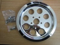 Chrome Outer Pulley Cover 8 Hole with Hardware and 3/8