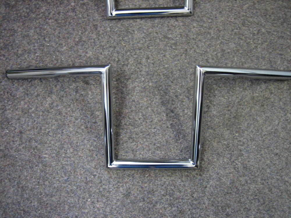 10" Rise Z Bars Chrome Dimpled Wide Style 7 1/4" centre width, Bar