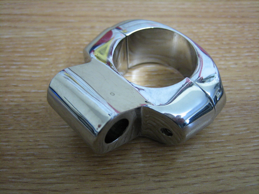 Custom Mirror Clamp Fits 1" Bars Chrome 2 Piece DiaCast clamp Sold