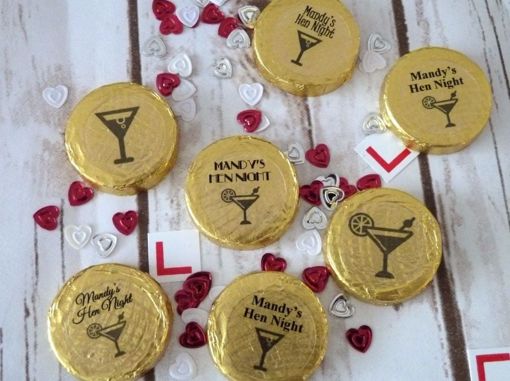 10 Personalised hen night after dinner mint crisp chocolates