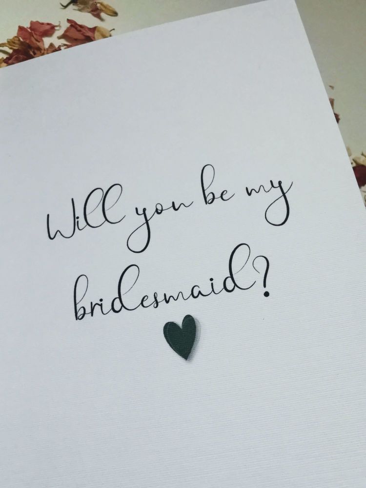 Will you be my bridesmaid card personalised and heart