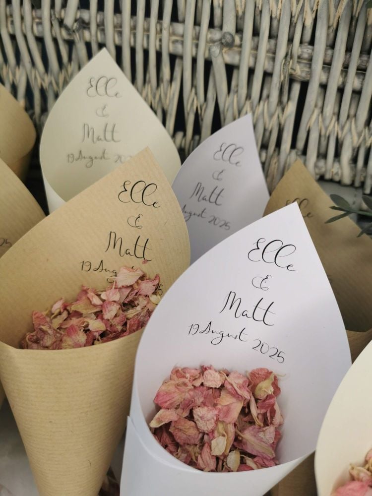 Wedding confetti cones script personalised