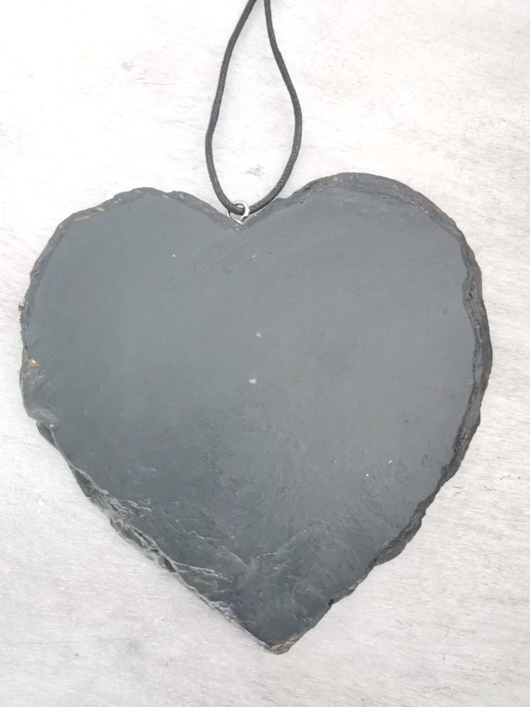 Chalkboard/slate hanging heart.