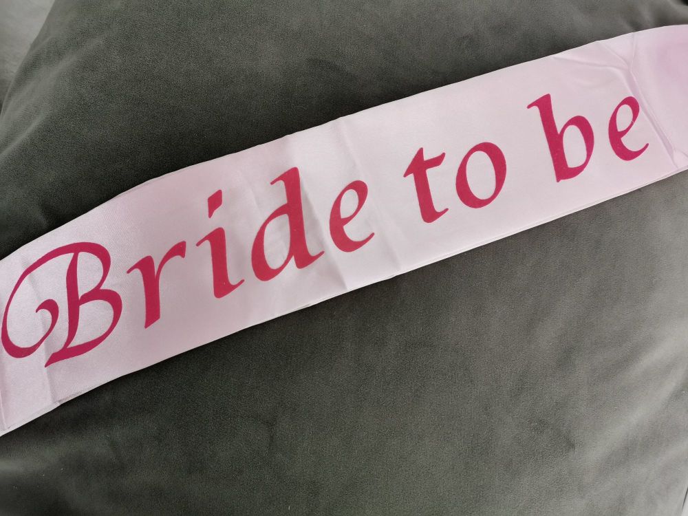 Pink bride to be sash