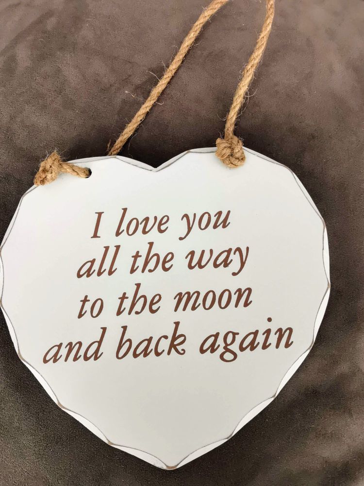 Wooden heart hanging sign