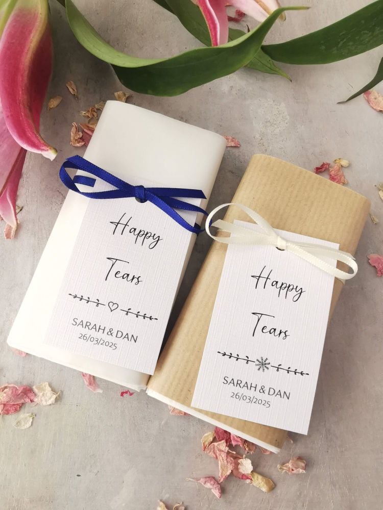 Heart message tag tissues with ribbon