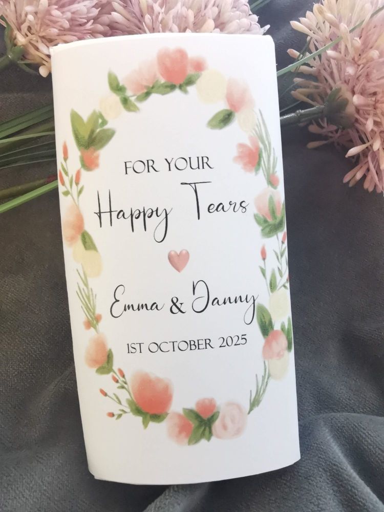 Floral personalised wedding tissues
