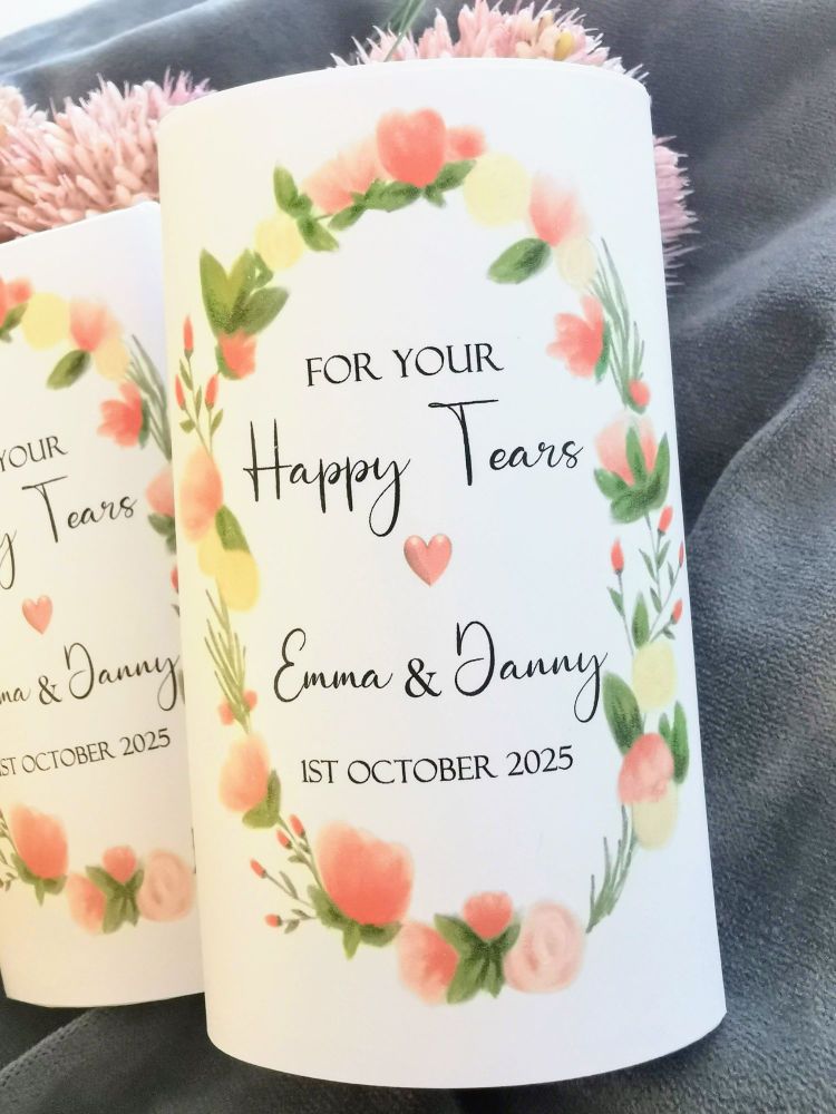 Floral personalised wedding tissues