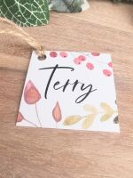 Autumn/winter berry name tag/ place card./gift tag with ribbon or twine.