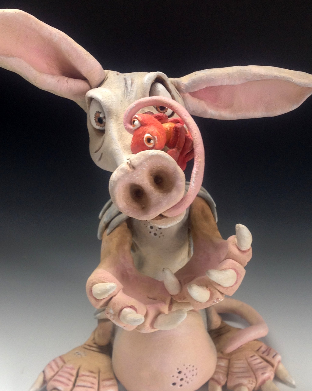 Leonard the Aardvark ceramic sculpture