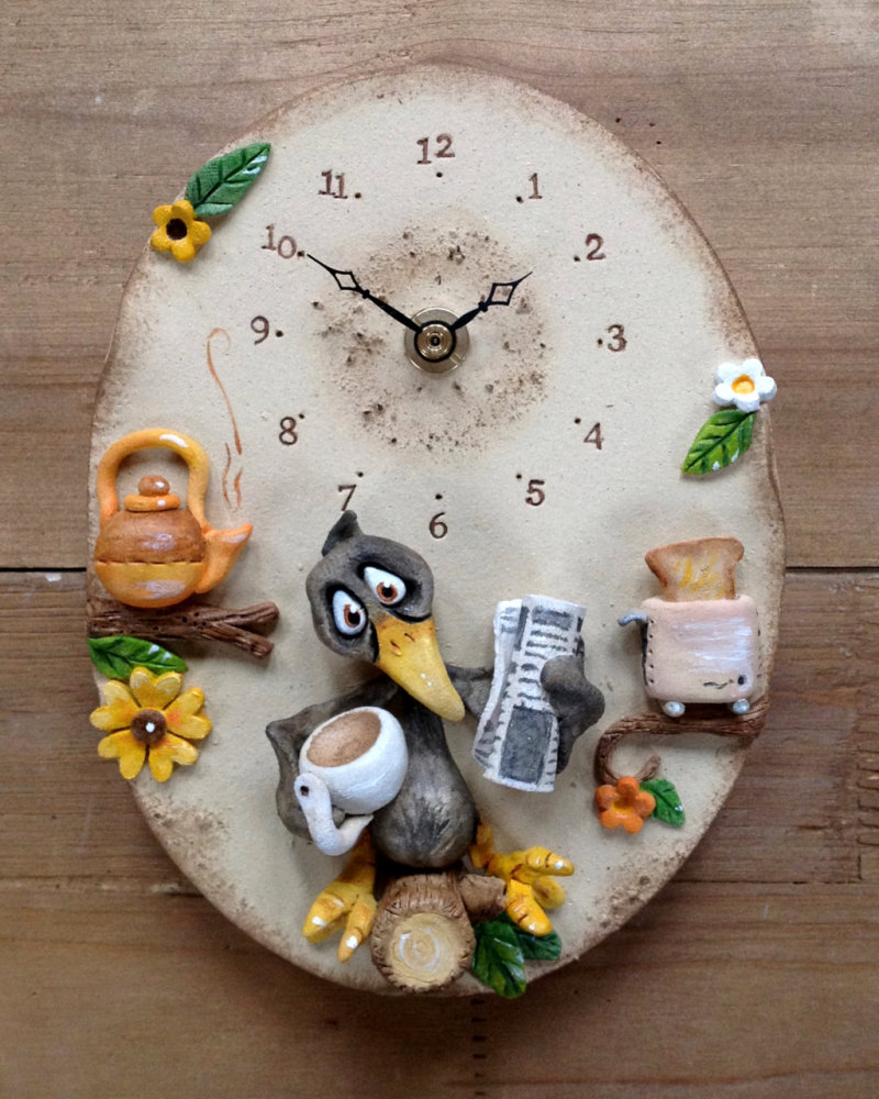 Ceramic Wall Clock - Morning Blackbird!