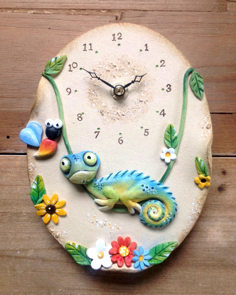 Ceramic Wall Clock - Chameleon