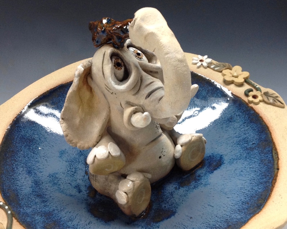 Elephant Birdbath / Bowl  - Ceramic