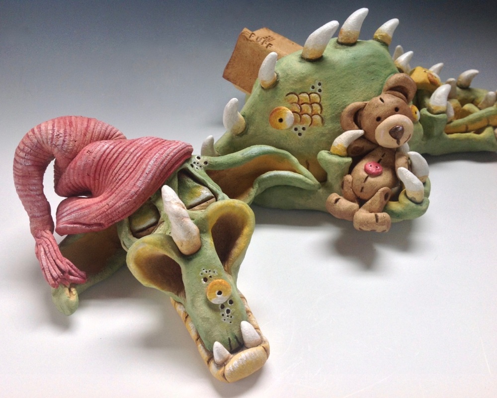 The Storyteller Sleeping Dragon Ceramic Sculpture