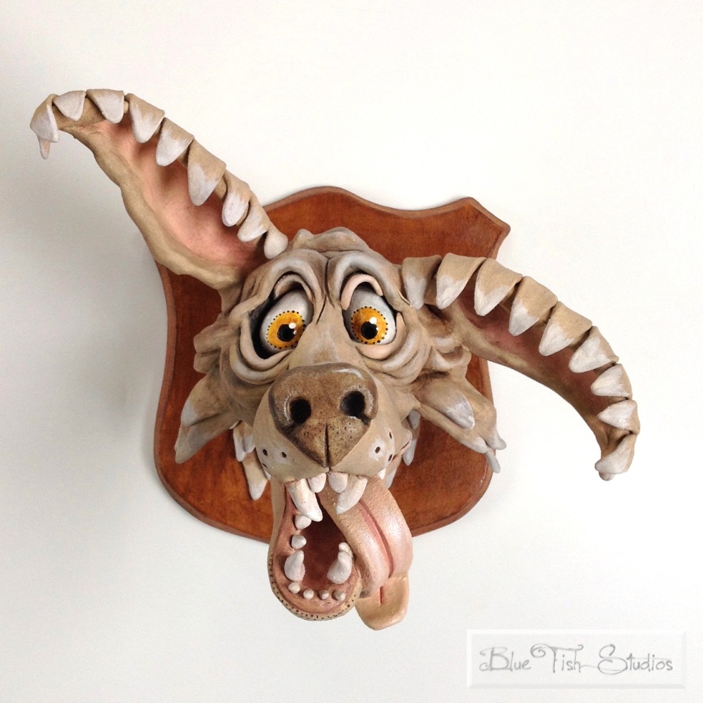 Rufus Wolf Head - Ceramic Wall Sculpture