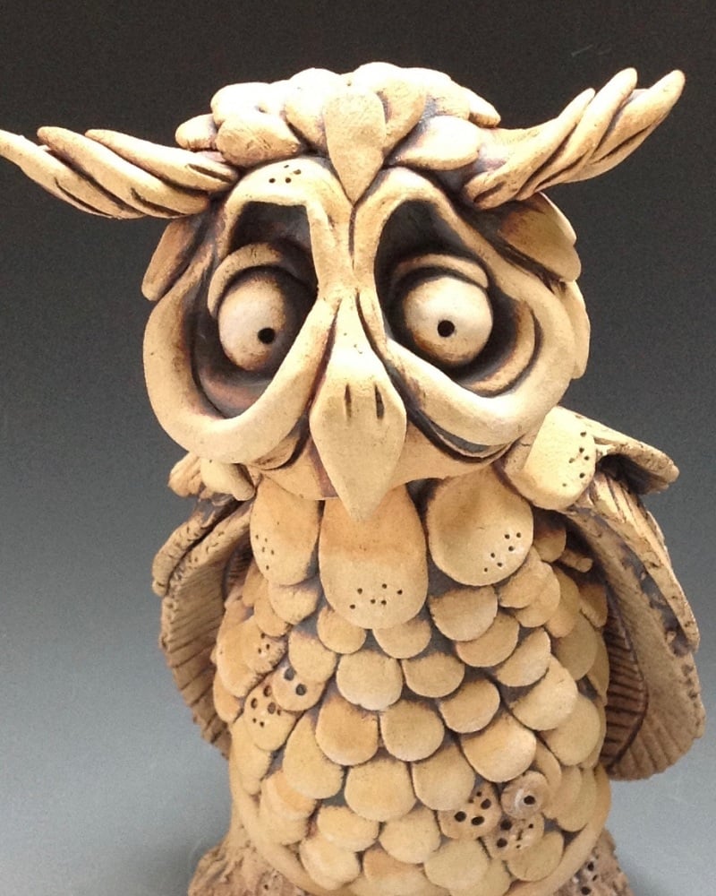 Wordsworth the Owl Sculpture - Ceramic