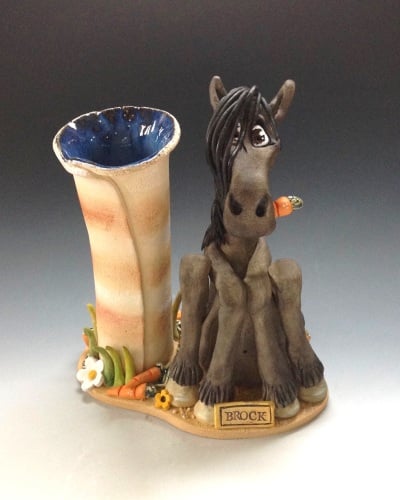Commissioned Horse or Donkey Vase Sculpture - Ceramic