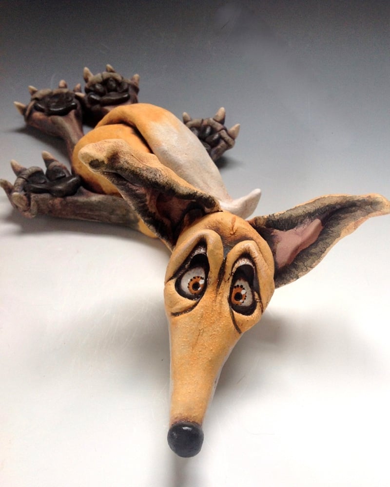 RESERVED - Whimsical Fox Sculpture 'Clive' - Ceramic