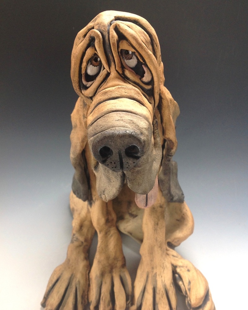 Bloodhound Sculpture 'Bertram' - Ceramic