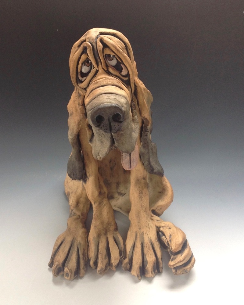 Bloodhound Sculpture 'Bertram' - Ceramic